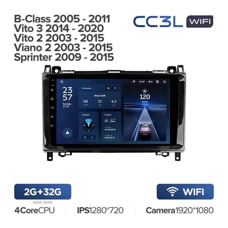 Mercedes-Benz B-Class T245 (2005-2011) / Vito 3 W447 (2014-2020) / Vito 2 Viano 2 W639 (2003-2015) / Sprinter (2009-2015)